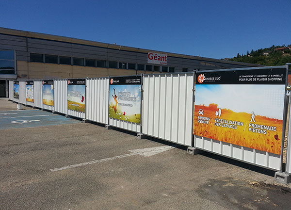 Signalétique travaux centre commercial