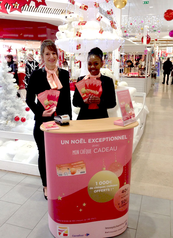 Vente chèques cadeaux centre commercial